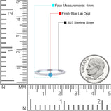 Solitaire Accent Dazzling Thumb Ring Round Lab Created Blue Opal Statement Fashion Ring 925 Sterling Silver