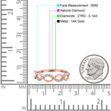 14K Rose Gold 0.14ct Round 5mm G SI Half Eternity Diamond Bands Engagement Wedding Ring Size 6.5