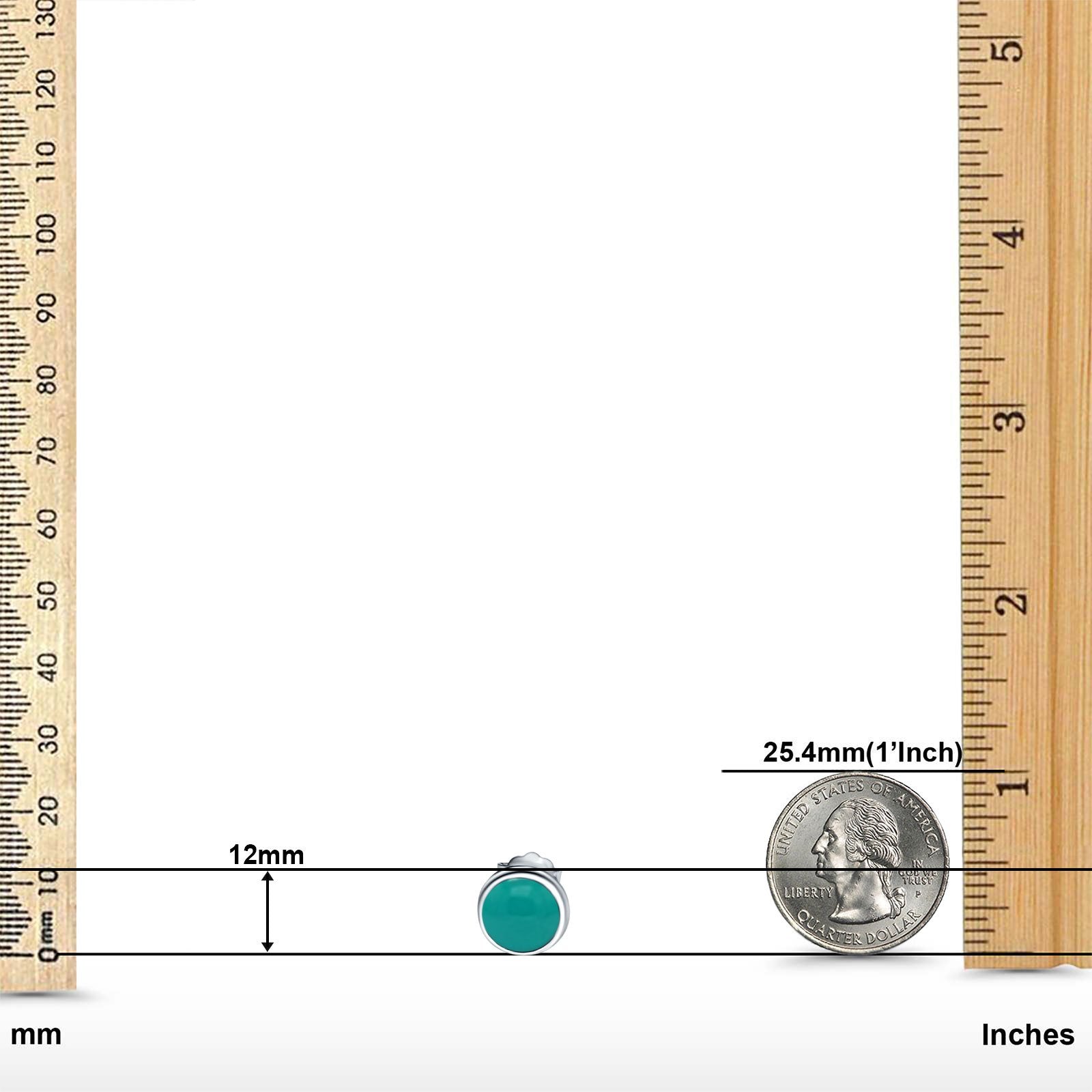 Half Ball Stud Earrings Round Simulated Turquoise CZ 925 Sterling Silver (6mm-16mm)