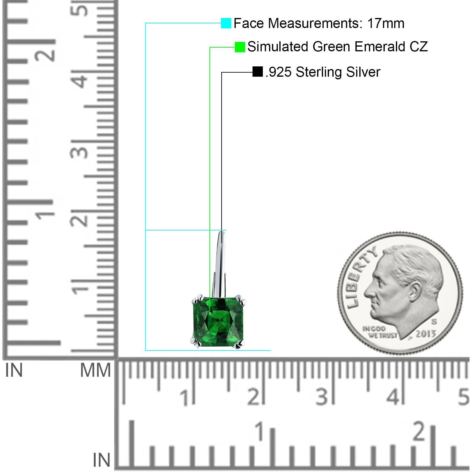 Cushion Leverback Earrings Simulated Green Emerald 925 Sterling Silver Wholesale