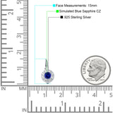 Leverback Round Hoop Earrings Simulated Blue Sapphire 925 Sterling Silver Wholesale
