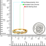 Half Eternity Rope Ring Wedding Band Round Pave Yellow Tone, Simulated CZ 925 Sterling Silver (4mm)