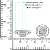 Halo Art Deco Ring Square Wedding Infinity Band Pave Simulated Cubic Zirconia 925 Sterling Silver (10mm)