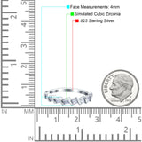 Half Eternity Rope Ring Wedding Band Baguette Shape Simulated CZ 925 Sterling Silver (4mm)