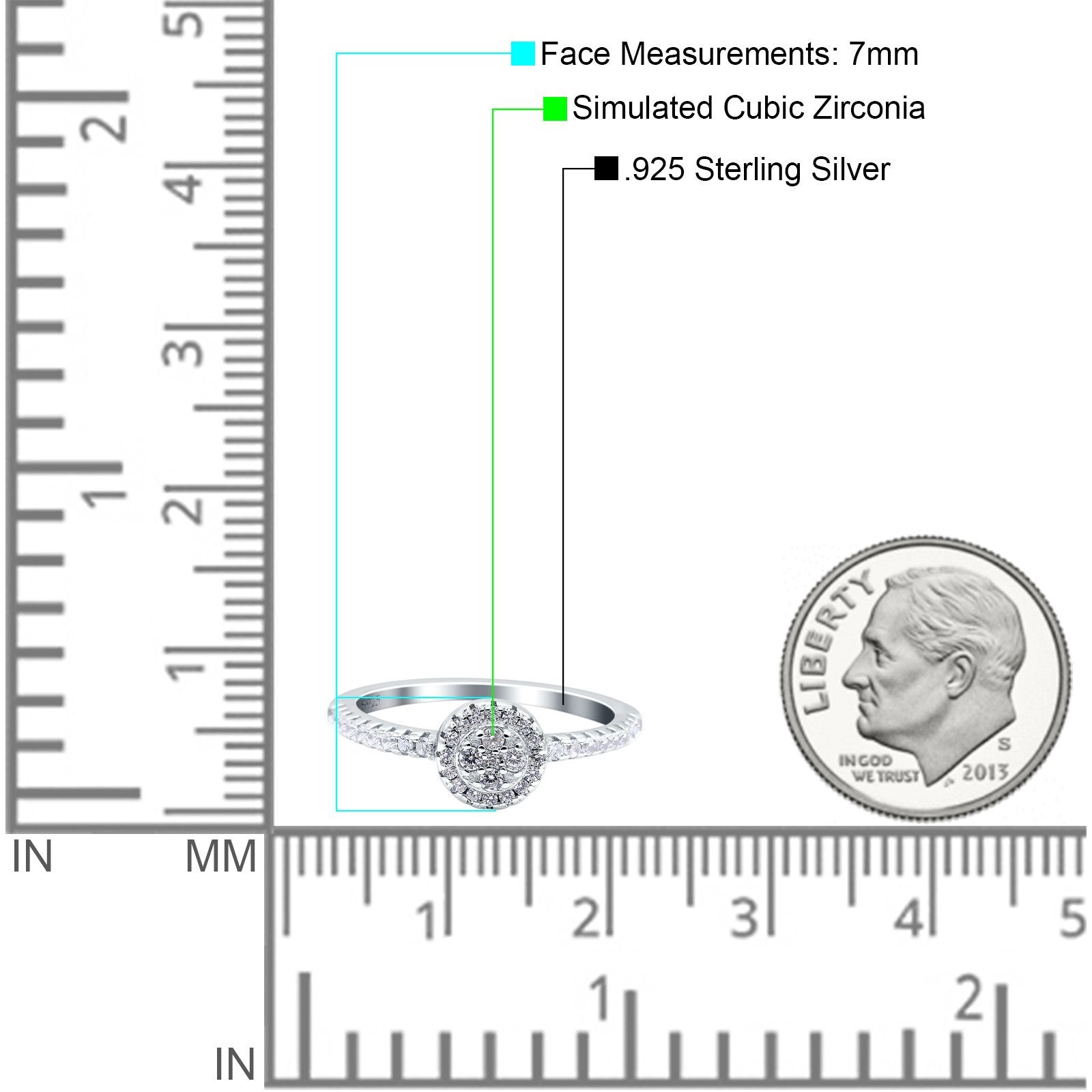Art Deco Ring Wedding Band Round Pave Simulated Cubic Zirconia 925 Sterling Silver (7mm)