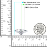 Art Deco Ring Wedding Band Round Pave Simulated Cubic Zirconia 925 Sterling Silver (7mm)