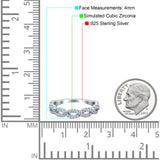 Half Eternity Infinity Ring Wedding Band Round Pave Simulated CZ 925 Sterling Silver (4mm)
