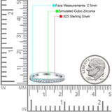 Half Eternity Ring Wedding Engagement Band Round Simulated Cubic Zirconia 925 Sterling Silver