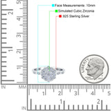 Flower Wedding Band Ring Round Pave Simulated Cubic Zirconia 925 Sterling Silver (10mm)