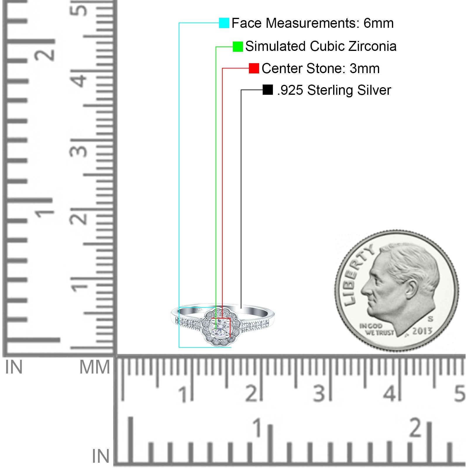 Art Deco Wedding Ring Band Round Pave Simulated Cubic Zirconia 925 Sterling Silver (6mm)