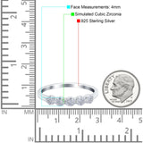 Flower Ring Eternity Wedding Band Round Pave Simulated Cubic Zirconia 925 Sterling Silver (4mm)