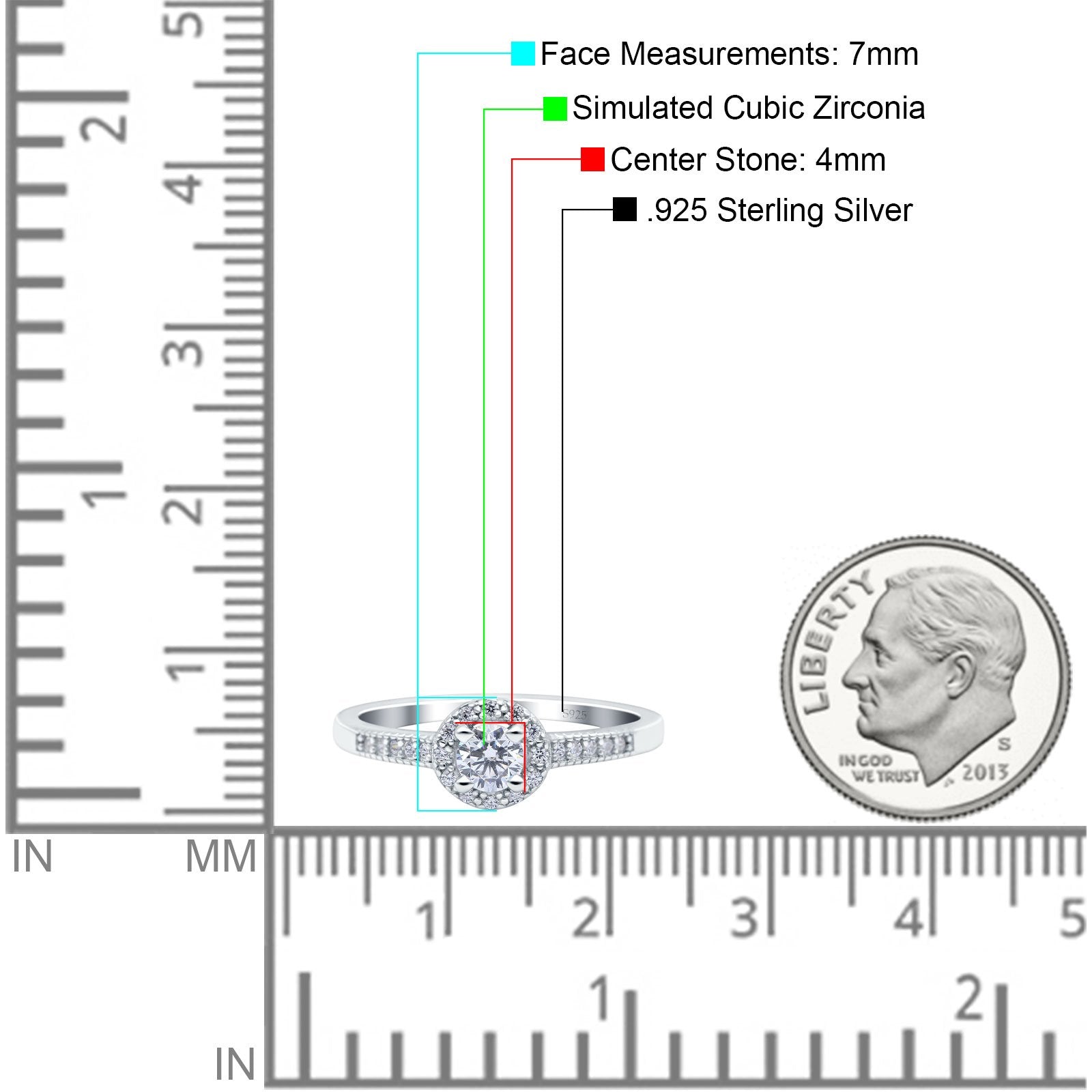 Art Deco Ring Wedding Band Round Pave Simulated Cubic Zirconia 925 Sterling Silver (7mm)