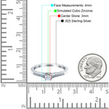 Solitaire Wedding Ring Band Round Pave Simulated Cubic Zirconia 925 Sterling Silver (4mm)