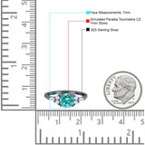 Art Deco Engagement Ring Round Black Tone, Simulated Paraiba Tourmaline CZ 925 Sterling Silver