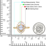 Art Deco Teardrop Pear Wedding Ring Yellow Tone, Simulated Cubic Zirconia 925 Sterling Silver