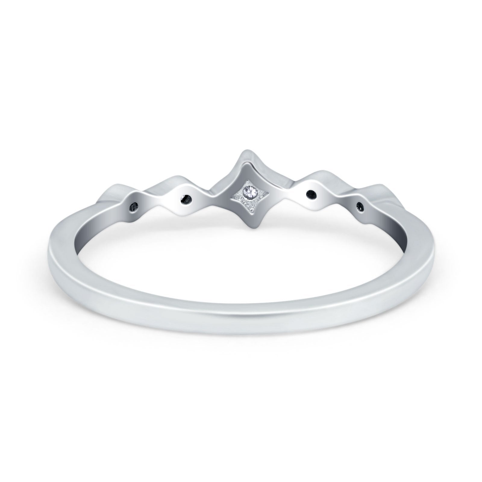 Petite Dainty Wedding Ring Round Eternity Simulated CZ 925 Sterling Silver