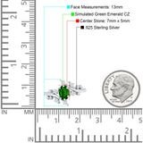 Oval Marquise Simulated Green Emerald CZ Ring 925 Sterling Silver