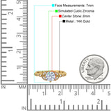 14K Yellow Gold Art Deco Wedding Ring Bridal Round Simulated Cubic Zirconia Size-7