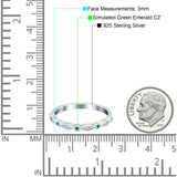 Half Eternity Wedding Band Ring Round Simulated Green Emerald CZ 925 Sterling Silver