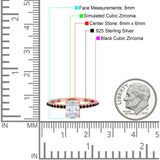 Accent Art Deco Wedding Ring Black Rose Tone, Simulated Cubic Zirconia 925 Sterling Silver