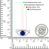 Braided Cable Split Engagement Ring Simulated Blue Sapphire CZ 925 Sterling Silver