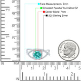 Braided Cable Split Engagement Ring Simulated Paraiba Tourmaline CZ 925 Sterling Silver