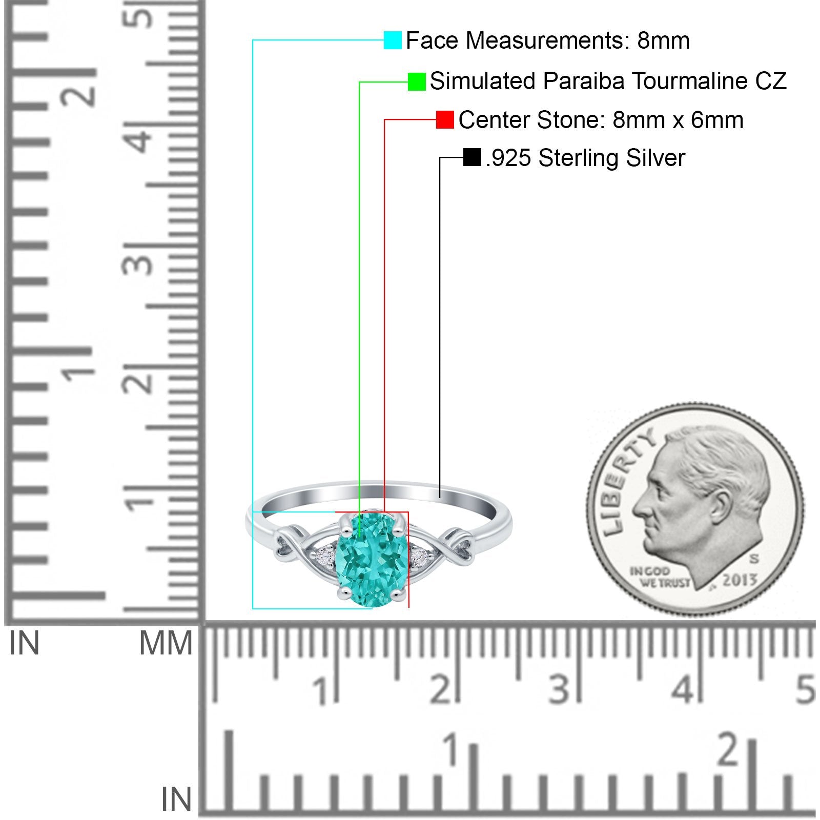 Oval Filigree Infinity Engagement Ring Simulated Paraiba Tourmaline CZ 925 Sterling Silver