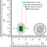 Emerald Cut Vintage Wedding Ring Simulated Green Emerald CZ 925 Sterling Silver