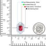 Emerald Cut Vintage Wedding Ring Simulated Ruby CZ 925 Sterling Silver
