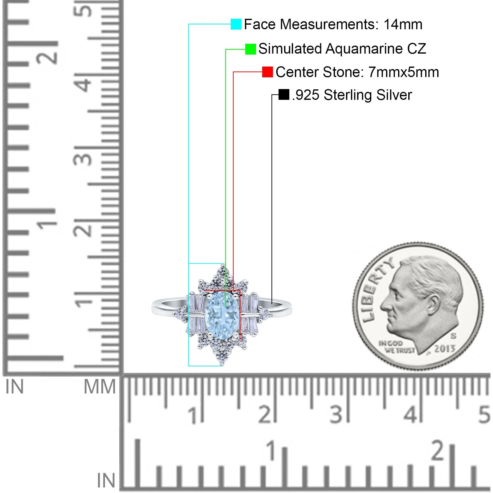 Oval Cut Halo Vintage Wedding Ring Simulated Aquamarine CZ 925 Sterling Silver
