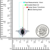 Oval Cut Halo Vintage Wedding Ring Simulated Black CZ 925 Sterling Silver