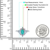 Oval Cut Halo Vintage Wedding Ring Simulated Paraiba Tourmaline CZ 925 Sterling Silver