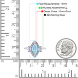 Marquise Vintage Wedding Ring Simulated Aquamarine CZ 925 Sterling Silver