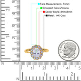 14K Yellow Gold Vintage Floral Oval Bridal Wedding Engagement Ring Simulated CZ Size-7
