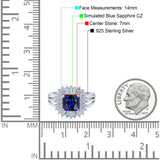 Cushion Cut Art Deco Wedding Ring Simulated Blue Sapphire CZ 925 Sterling Silver