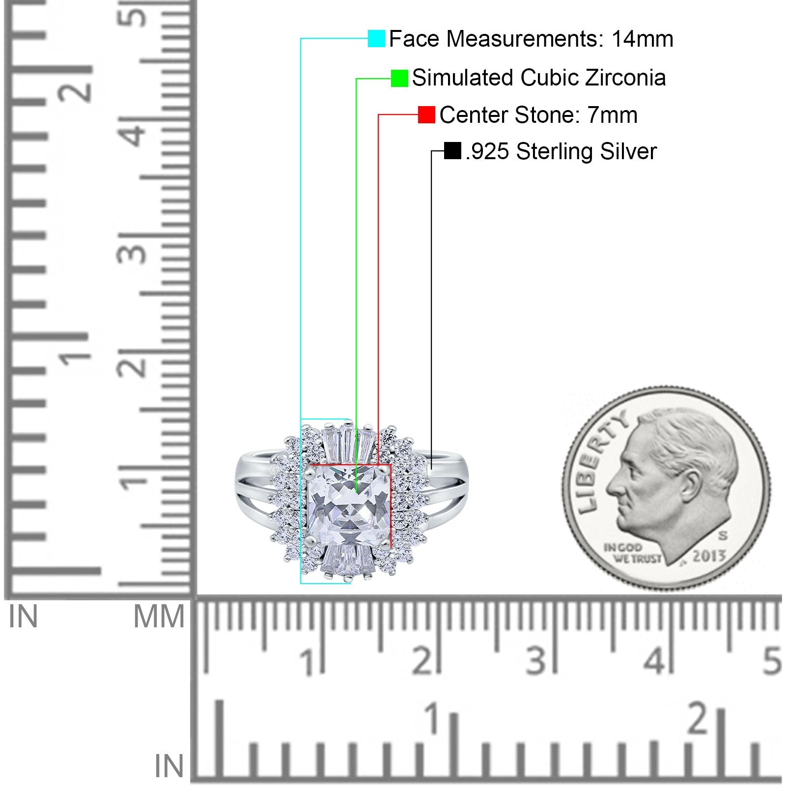 Cushion Cut Art Deco Wedding Ring Simulated Cubic Zirconia 925 Sterling Silver