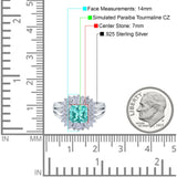 Cushion Cut Art Deco Wedding Ring Simulated Paraiba Tourmaline CZ 925 Sterling Silver