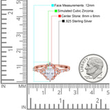 Oval Engagement Ring Accent Vintage Rose Tone, Simulated Cubic Zirconia 925 Sterling Silver