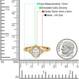 14K Yellow Gold Oval Engagement Ring Vintage Accent Simulated Cubic Zirconia Size-7
