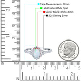 Oval Engagement Ring Accent Vintage Lab Created White Opal 925 Sterling Silver