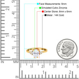 14K Yellow Gold Teardrop Pear Art Deco Engagement Wedding Bridal Ring Round Simulated CZ