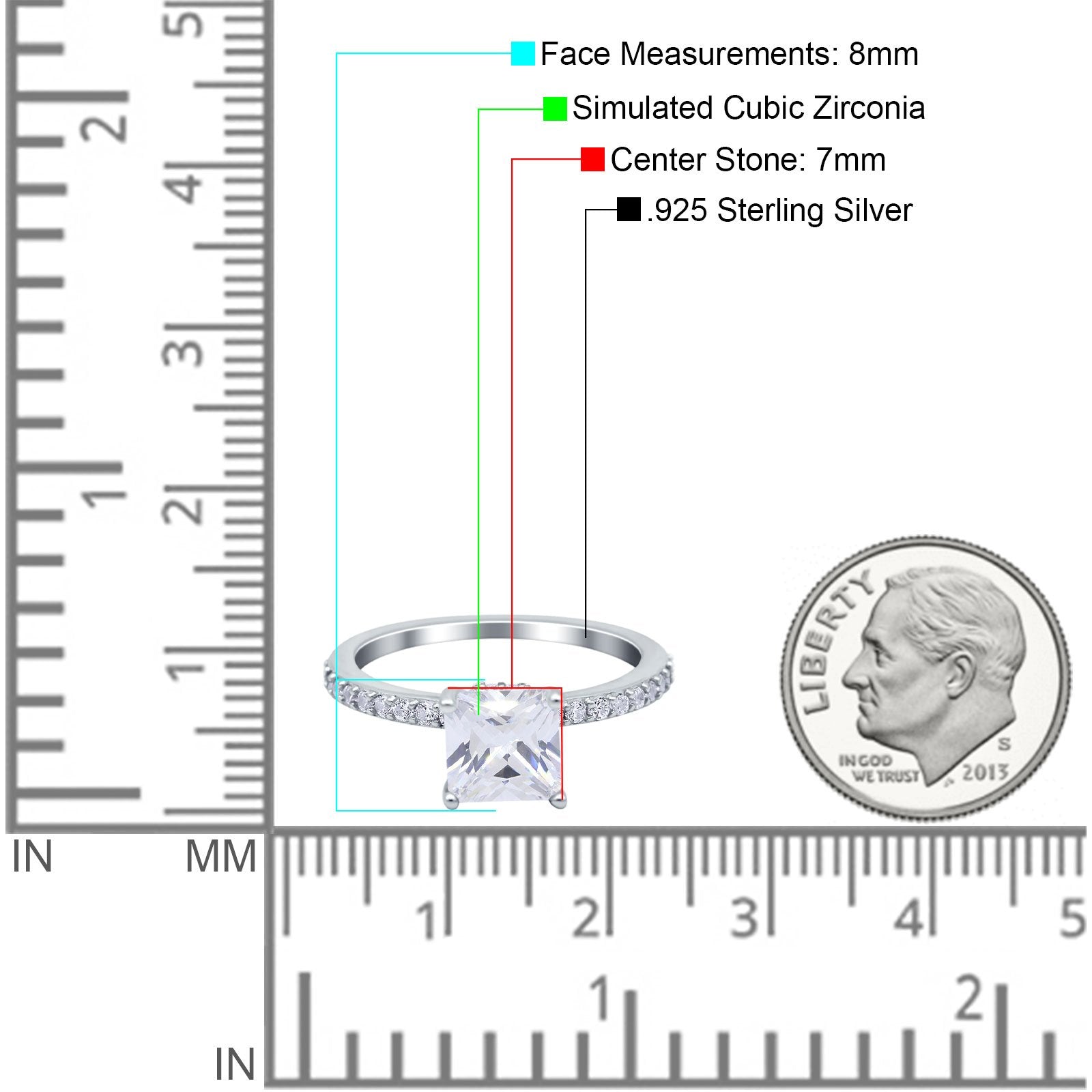 Cushion Cut Art Deco Vintage Engagement Wedding Bridal Ring Round Simulated Cubic Zirconia Accent 925 Sterling Silver
