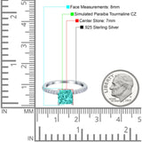 Cushion Cut Art Deco Vintage Engagement Wedding Bridal Ring Round Simulated Paraiba Tourmaline CZ 925 Sterling Silver