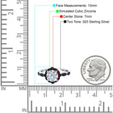 Flower Art Deco Wedding Ring Round Black Simulated Cubic Zirconia 925 Sterling Silver