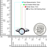 Flower Art Deco Wedding Ring Round Black Lab Created White Opal 925 Sterling Silver