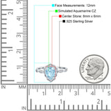 Teardrop Pear Art Deco Wedding Ring Simulated Aquamarine CZ 925 Sterling Silver