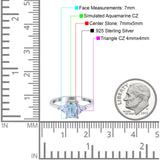 Emerald Cut Art Deco Engagement Ring Simulated Aquamarine CZ 925 Sterling Silver