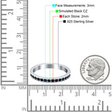 Full Eternity Stackable Band Wedding Ring Simulated Black CZ 925 Sterling Silver