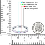 Full Eternity Stackable Band Wedding Ring Lab Created Pink Opal 925 Sterling Silver