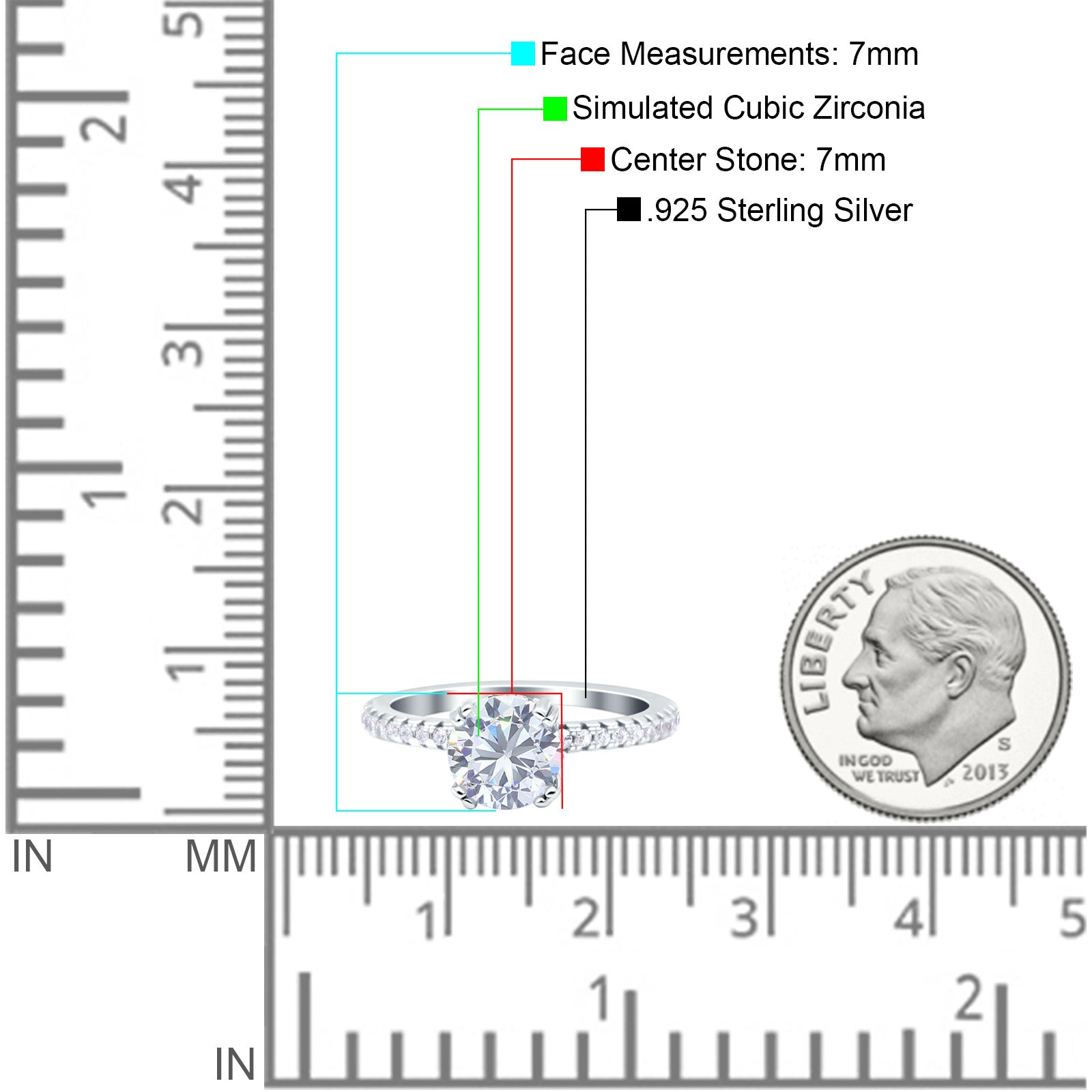 Art Deco Wedding Bridal Ring Half Eternity Round Simulated Cubic Zirconia 925 Sterling Silver